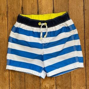 GAP Blue and White Striped Swim Trunks
